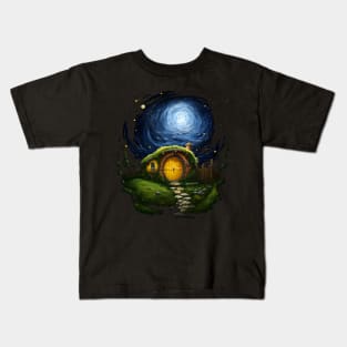 A Starry Night at the Westfarthing - Round Doors - Fantasy Kids T-Shirt